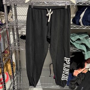 PINK Victoria's Secret Black Joggers with White Lettering